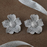 Elissa Flower Earrings-Silver